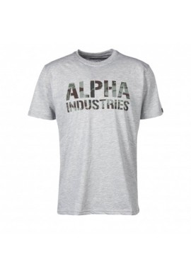 Tričko CAMO PRINT T Alpha Industries GREYHEATHER/WOODLAND