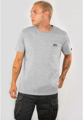 Tričko BASIC T SMALL LOGO Alpha Industries GREY HEATHER