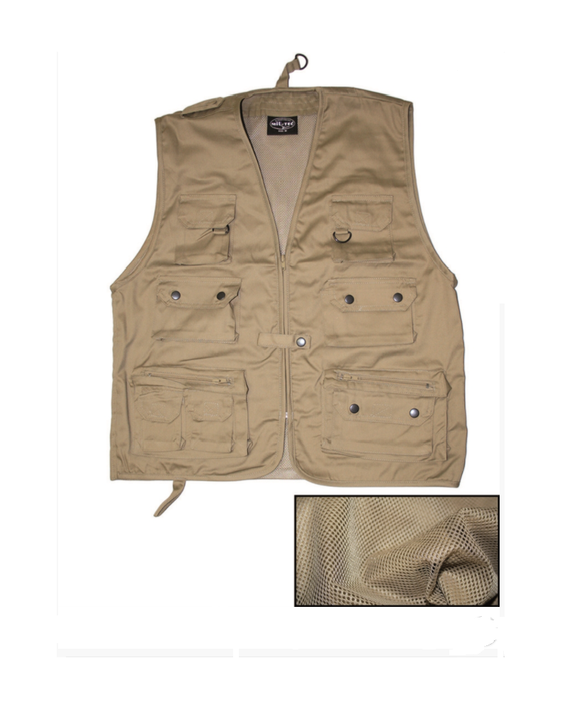 Lovecká rybářská VESTA se síťovanou podšívkou KHAKI Lovecká rybářská VESTA se síťovanou podšívkou KHAKI
