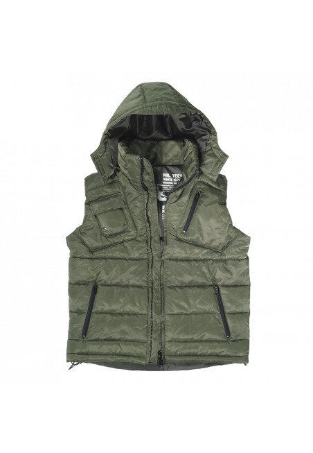 Zateplená vesta MIL-TEC PLUS s kapucí ČERNÁ
