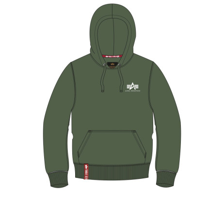 Mikina Basic Hoody Small Logo Alpha Indst. Dark green
