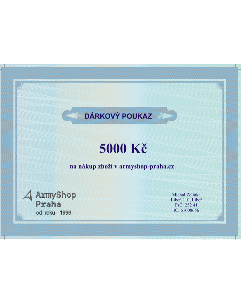 Dárkový poukaz v hodnotě 5000 Kč Dárkový poukaz v hodnotě 5000 Kč