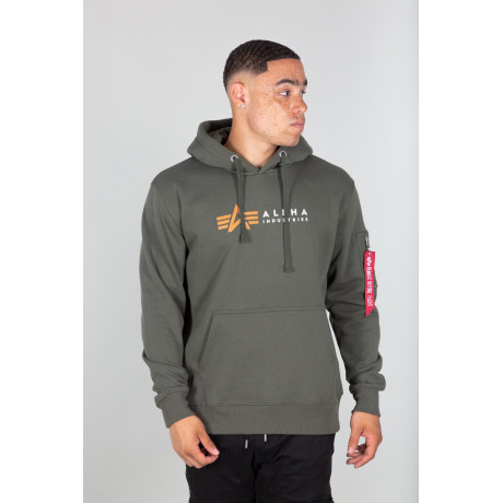 Mikina Alpha Industries ALPHA LABEL HOODY dark olive / tmavě olivová