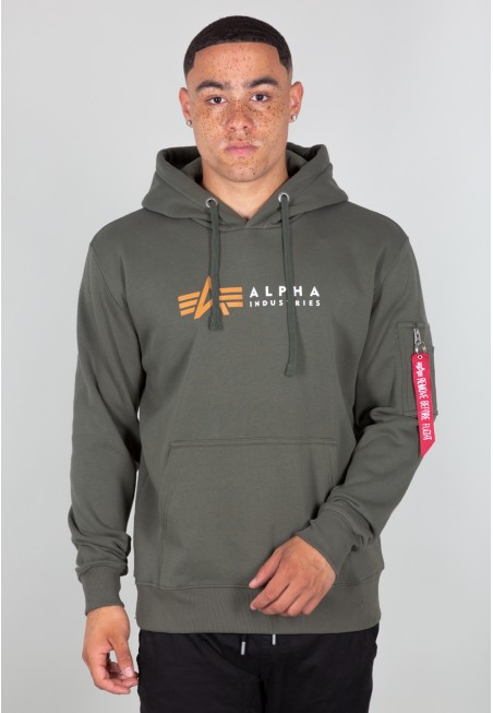 Mikina Alpha Industries ALPHA LABEL HOODY dark olive / tmavě olivová