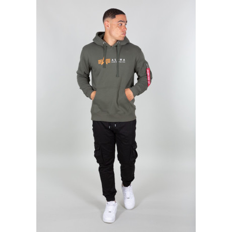 Mikina Alpha Industries ALPHA LABEL HOODY dark olive / tmavě olivová
