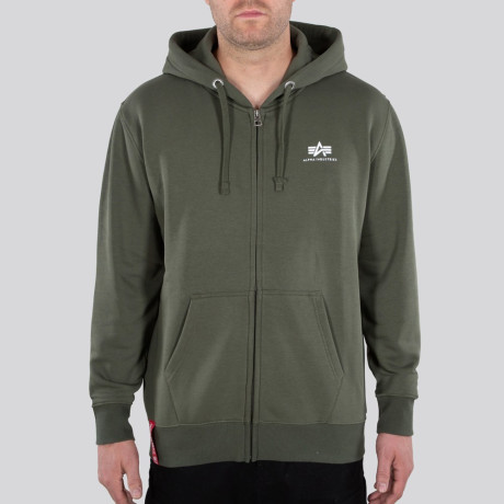 Mikina Alpha Industries BASIC ZIPP HOODY SL Dark olive