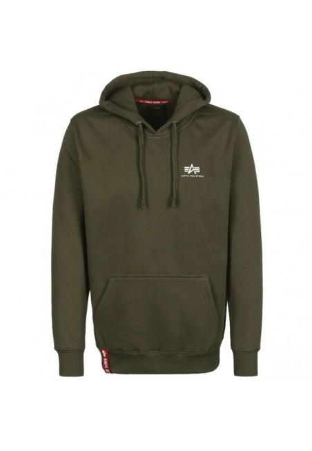 Mikina Basic Hoody Small Logo Alpha Indst. Dark olive