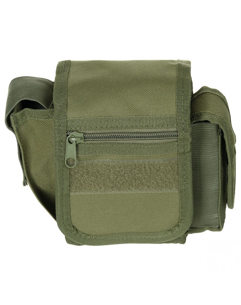 Tříkomorové pouzdro na opasek olivové