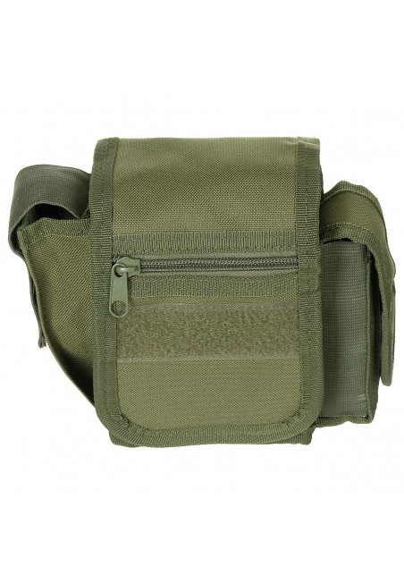 Tříkomorové pouzdro na opasek olivové