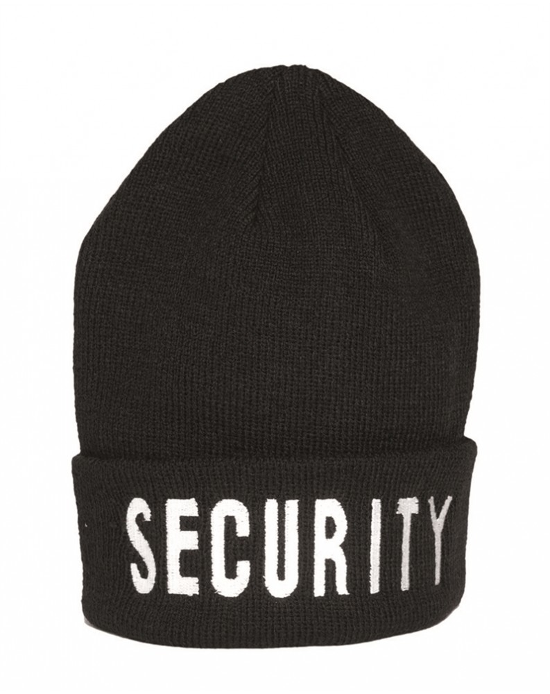 Pletená čepice s výšivkou "SECURITY" Černá