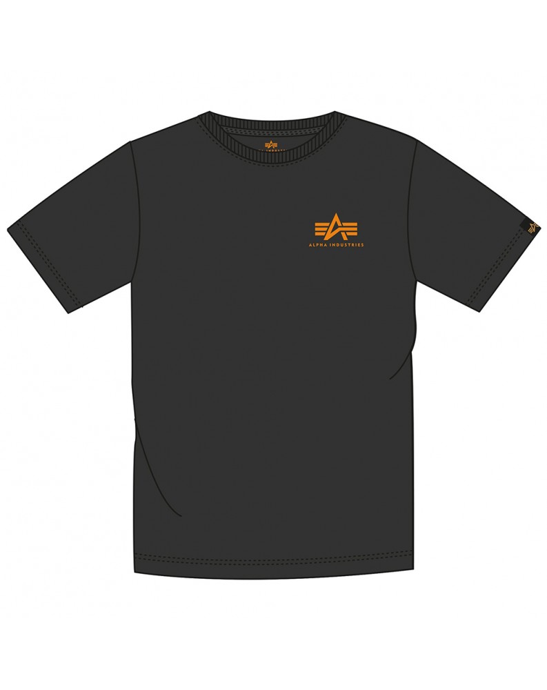 Tričko BASIC T SMALL LOGO Alpha Indst. BLACK/NEON ORANGE