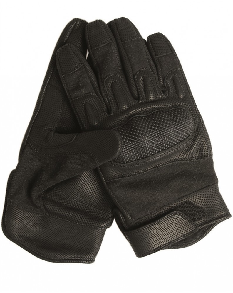 Nehořlavé taktické, kožené rukavice ACTION GLOVES, Černé