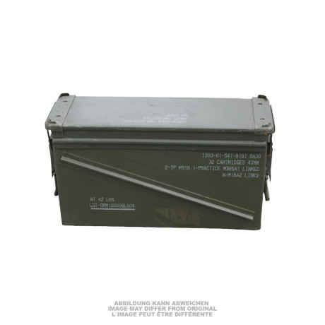 US kovová BEDNA NA MUNICI, velká 40MM, použitá