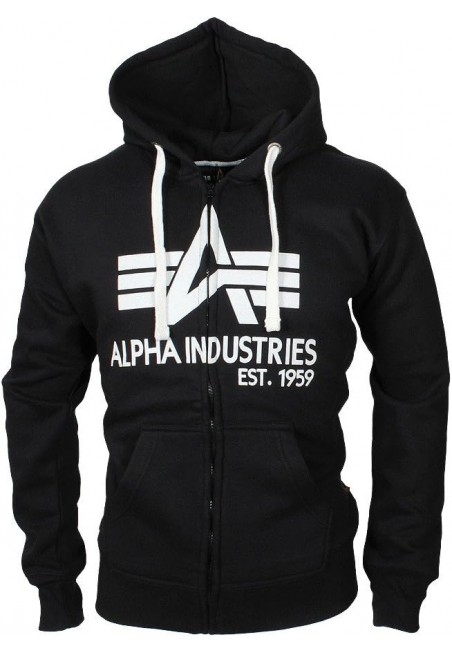 Mikina BIG A CLASSIC ZIP HOODY Alpha Industries, BLACK /ČERNÁ