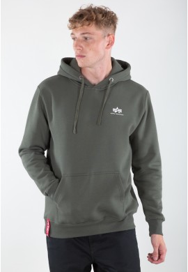 Mikina Basic Hoody Small Logo Alpha Indst. Dark green