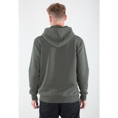 Mikina BASIC HOODY SMALL LOGO Alpha Industries, Dark olive / Tmavě olivová