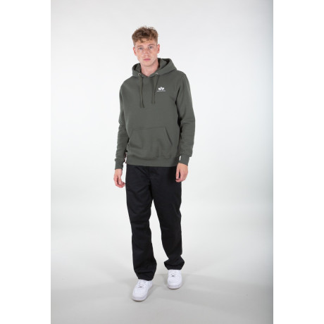 Mikina BASIC HOODY SMALL LOGO Alpha Industries, Dark olive / Tmavě olivová