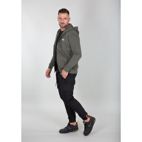 Mikina Alpha Industries BASIC ZIPP HOODY SL Dark olive