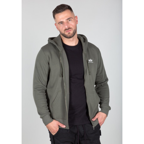 Mikina Alpha Industries BASIC ZIPP HOODY SL Dark olive