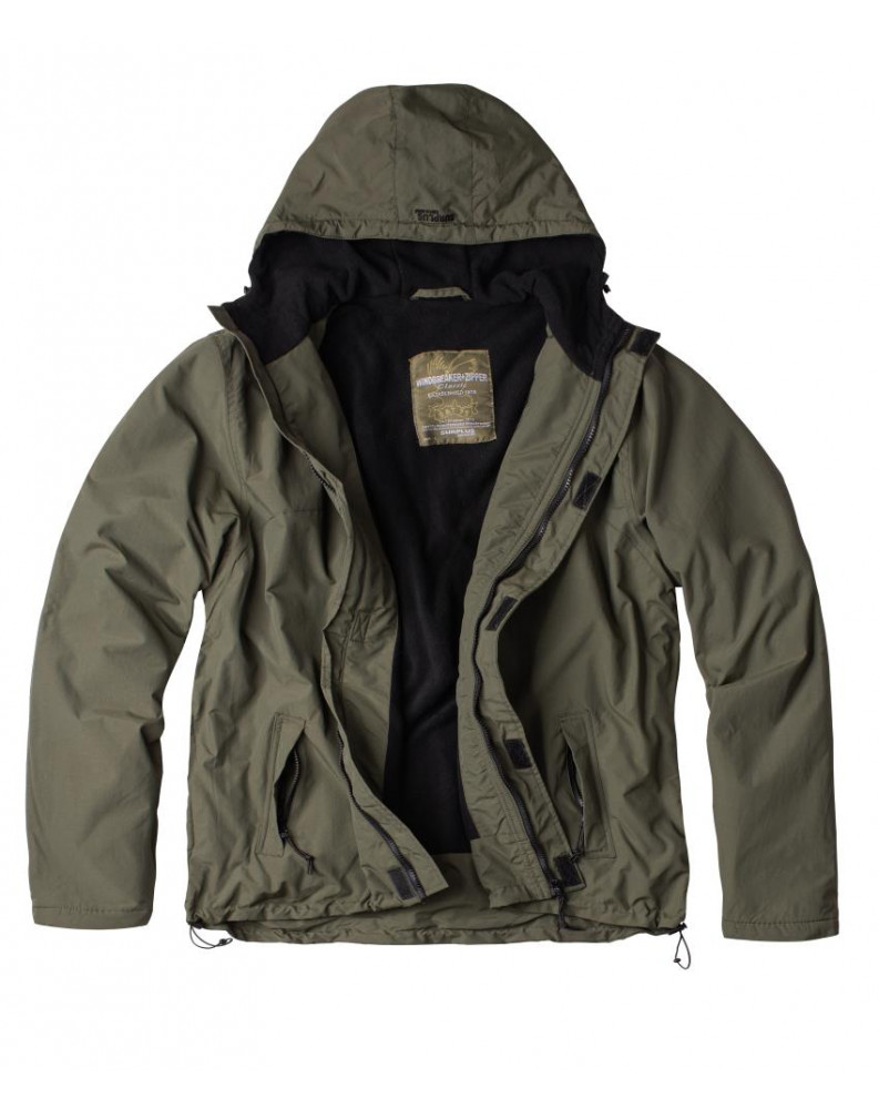Bunda Windbreaker se zipem, Olivová Bunda Windbreaker se zipem, Olivová