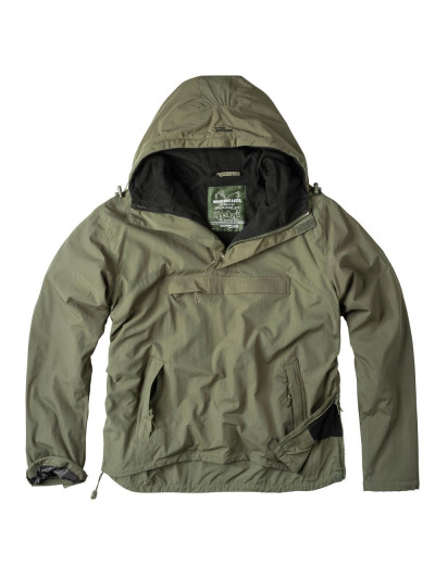 WINDBREAKER Anorak Jacket with Fleece Lining, Olive