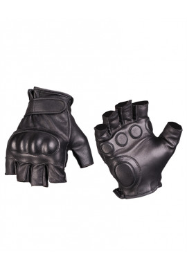 Taktické kožené rukavice bez prstů, černé