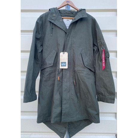 Bunda Alpha Industries HOODED FISHTAIL CN, barva Dark Olive