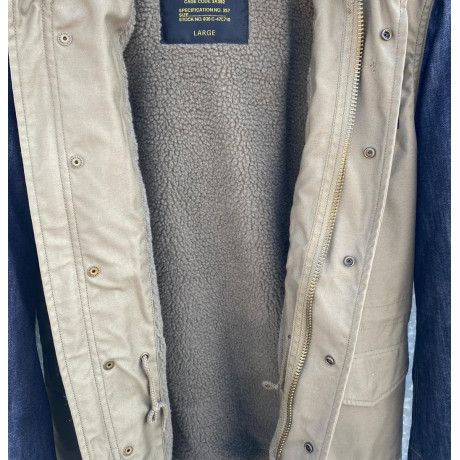 Bunda M-65 DENIM SLEEVE Alpha Industries, barva DARK BLUE / OLIVE