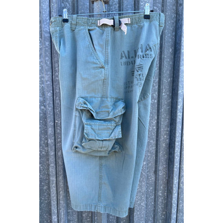 3/4 kalhoty Alpha Industries, rip-stop, olivové, nošené