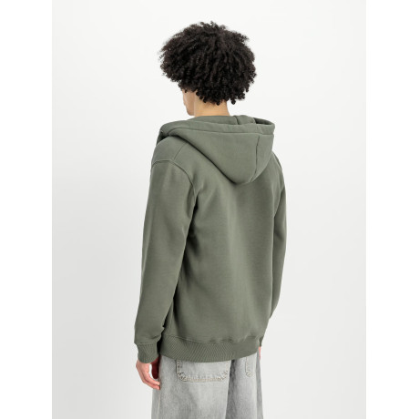 Mikina BASIC BIG LOGO ZIP HOODY Alpha Industries, dark olive/tmavě olivová