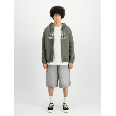 Mikina BASIC BIG LOGO ZIP HOODY Alpha Industries, dark olive/tmavě olivová