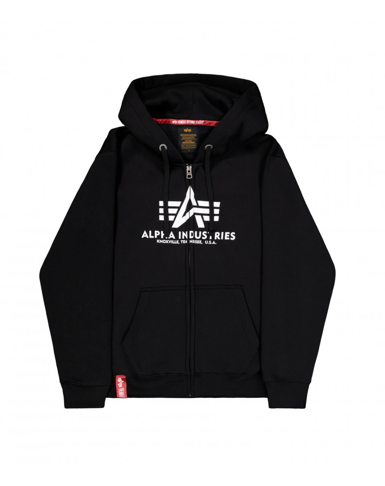 Mikina BASIC BIG LOGO ZIP HOODY Alpha Industries, černá