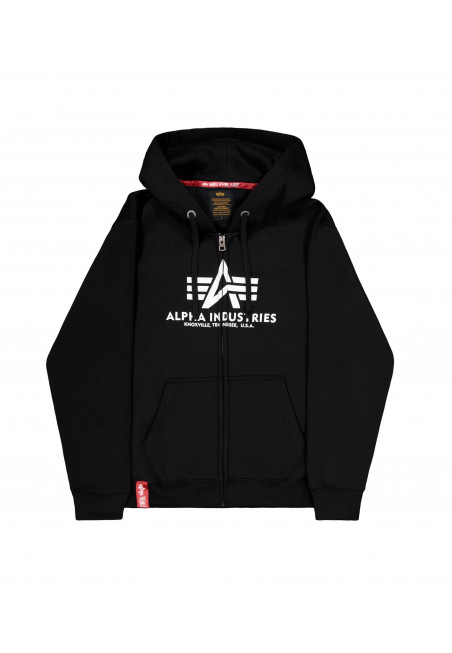 Mikina BASIC BIG LOGO ZIP HOODY Alpha Industries, černá