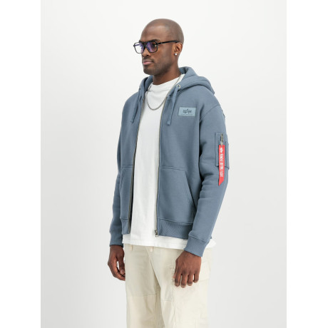 Mikina BACK PRINT ZIP HOODY Alpha Industries, barva DENIM BLUE