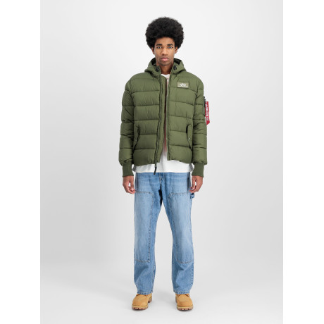 Bunda Alpha Industries HOODED PUFFER ALPHA FD, barva Dark green