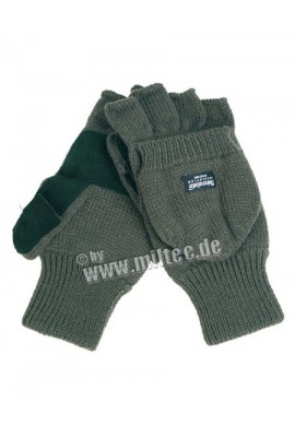 Pletené rukavice s překlopkou ACRYL OLIV