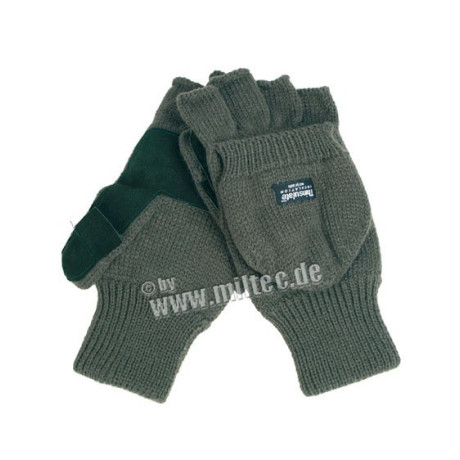 Pletené rukavice s překlopkou ACRYL OLIV