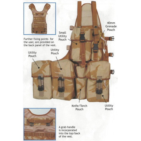 Britská taktická vesta mole desert s 5 kapsami
