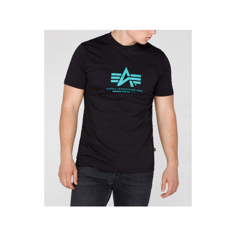 Tričko BASIC T Alpha Industries, BLACK/BLUE Tričko BASIC T Alpha Industries, BLACK/BLUE