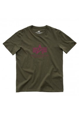 Tričko BASIC T Alpha Industries, DARK GREEN / TMAVĚ ZELENÉ