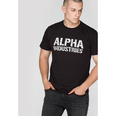 Tričko CAMO PRINT T Alpha Industries BLACK/WHITE
