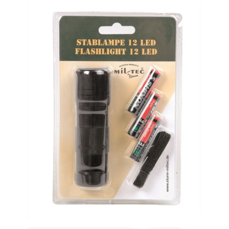 Štábní baterka 12 LED (3AAA) černá