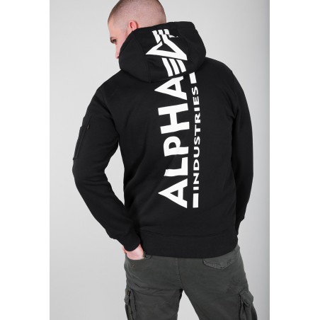 Mikina BACK PRINT HOODY Alpha Industries BLACK