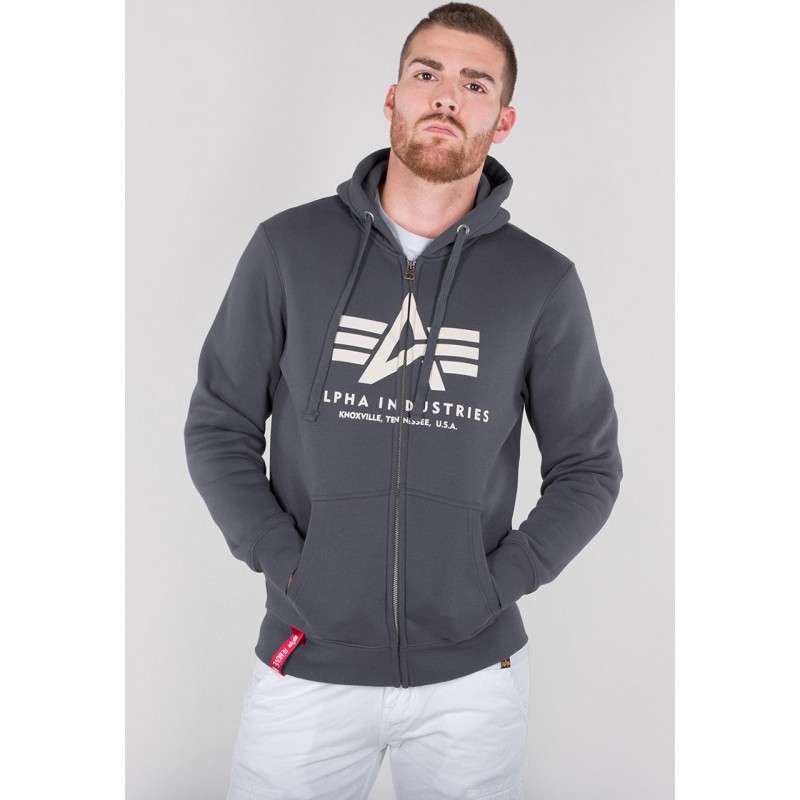 Mikina BASIC ZIP HOODY Alpha Industries GREYBLACK