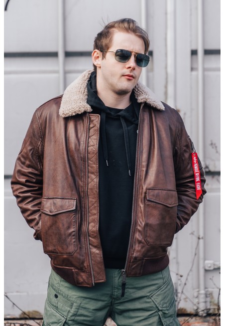 Kožená bunda G1 Leather Alpha Industries Brown