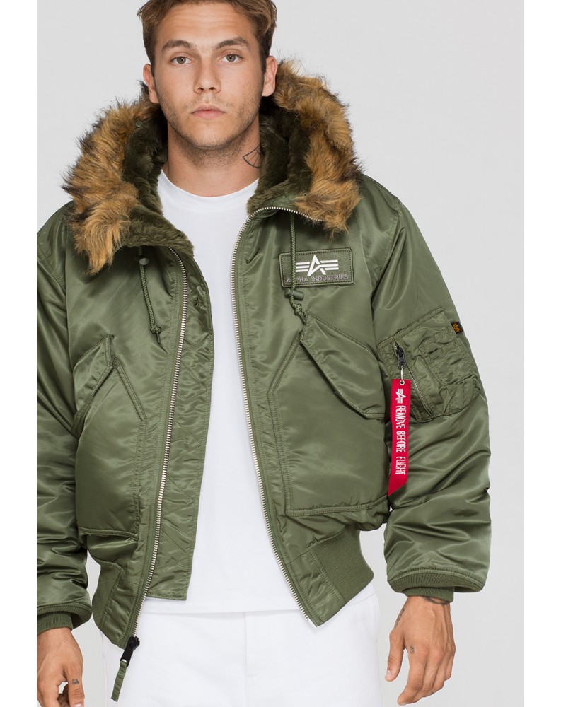 Bunda 45P HOODED Alpha Industries SAGE GREEN