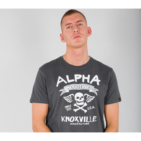 Tričko SKULL T Alpha Industries GREYBLACK