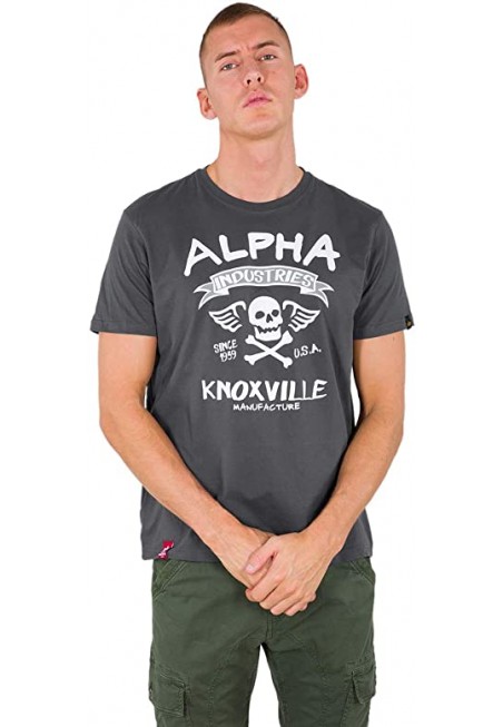 Tričko SKULL T Alpha Industries GREYBLACK